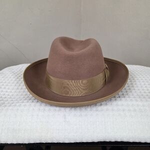 Bailey 100% Wool Fedora Hat XL‎ Made in USA Brown Tan Wide Brim Classic